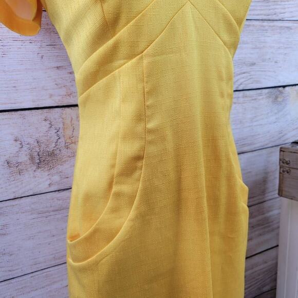 David Meister Bright Yellow Short Sleeve Sheath Dress 8‎ - Picture 4 of 8